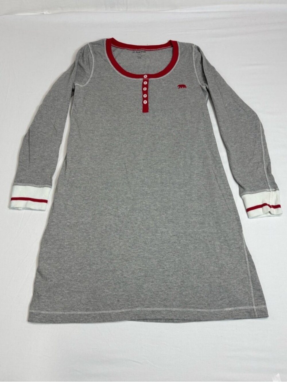 Little Blue House by Hatley Bear Henley Sleepshirt Nightdress Grey Medium - 591 - Picture 2 of 6